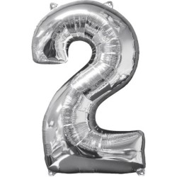 Number Silver number foil balloon 2, 66*43 cm