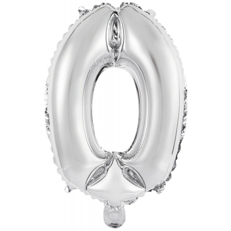 Number Silver foil number 0 balloon, 41 cm