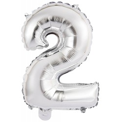 Ballon aluminium numéro 2 argenté 45 cm