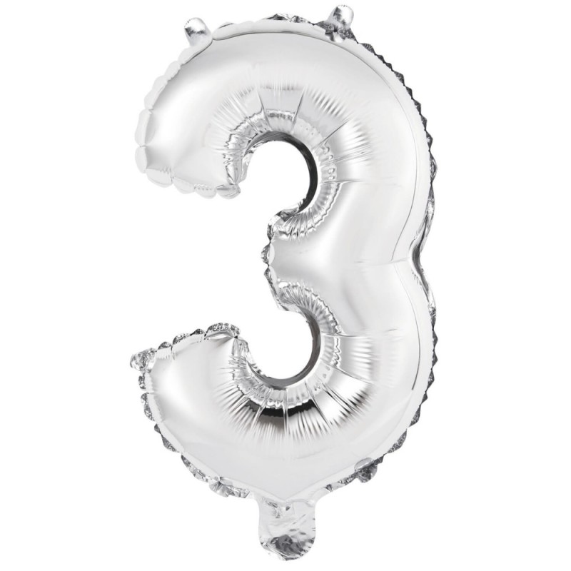 Number Silver, Silver number 3 foil balloon 46 cm