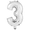 Number Silver, Silver number 3 foil balloon 46 cm