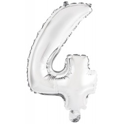 Number Silver, Number 4 silver foil balloon 45 cm