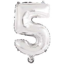 Number Silver, Silver number 5 foil balloon 46 cm