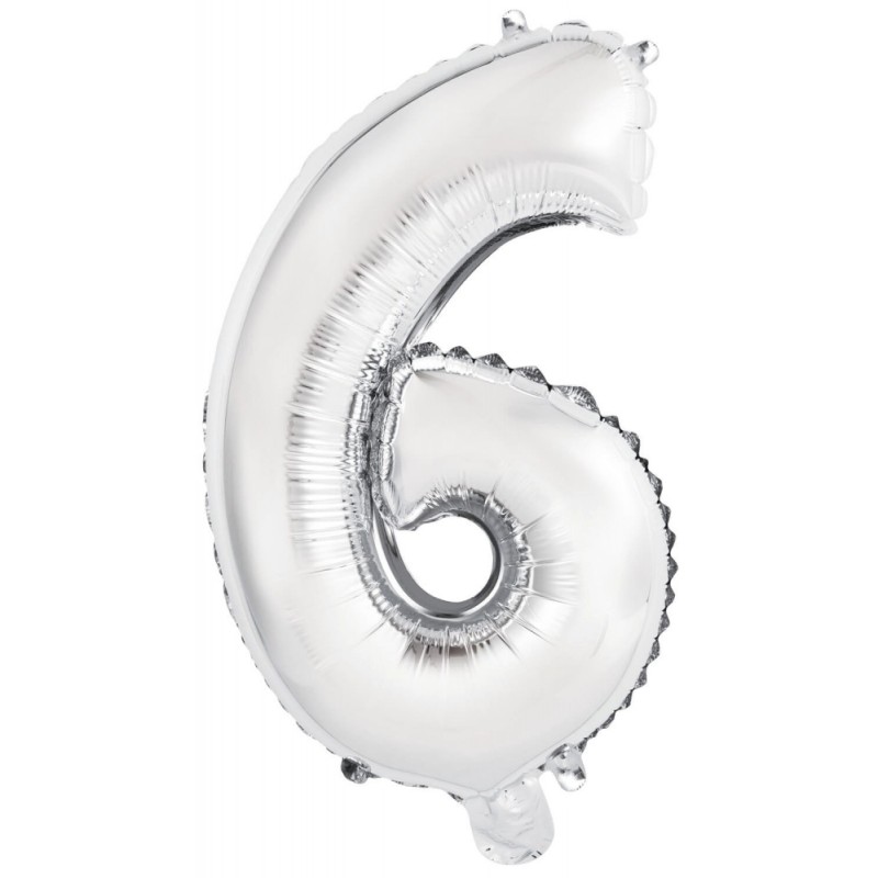 Number Silver, Silver Number 6 Foil Balloon 45 cm