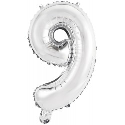 Number Silver, Silver number 9 foil balloon 45 cm