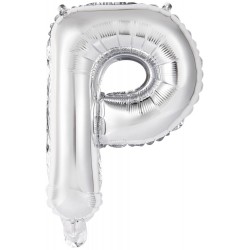 Number Silver, Silver P letter foil balloon 45 cm