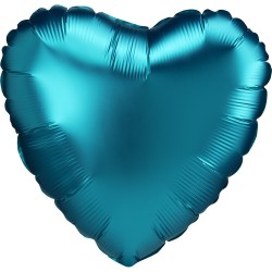 Ballon en aluminium en forme de cœur en satin Aqua 43 cm