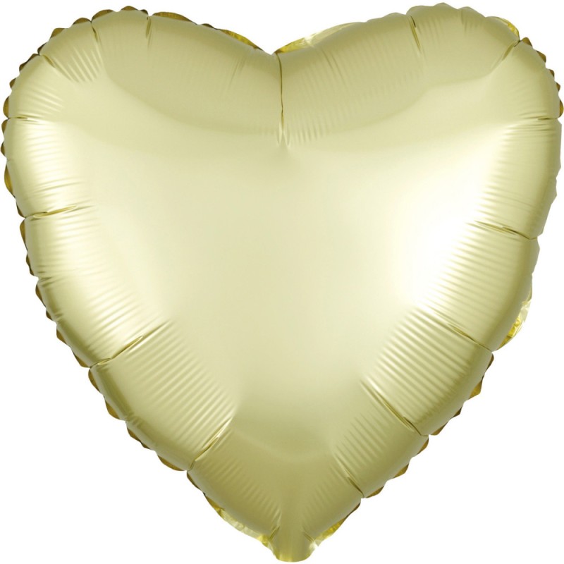 Satin Pastel Yellow Heart Foil Balloon 43 cm