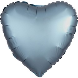 Satin Steel Blue Heart Foil Balloon 43 cm