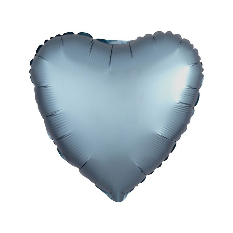 Ballon en aluminium en forme de cœur bleu acier satiné 43 cm