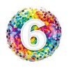 Number Rainbow Confetti Colorful number 6 foil balloon 46 cm