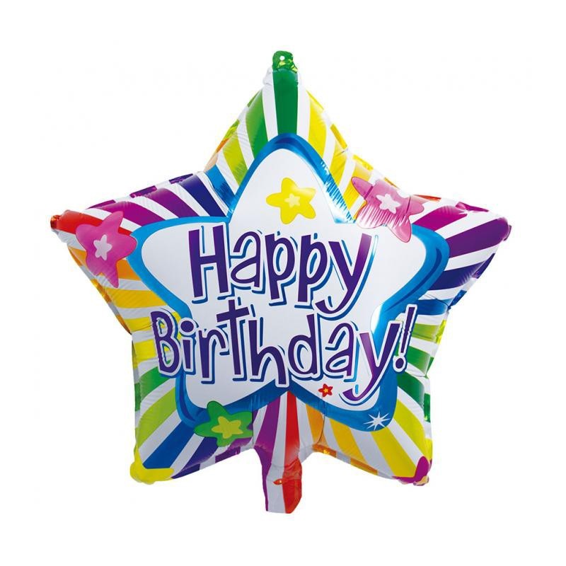 Happy Birthday Multicolor Colorful Happy Birthday Star Foil Balloon 44 cm