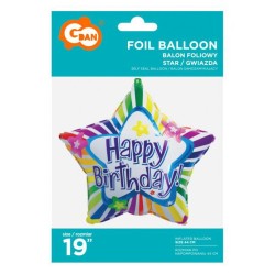 Happy Birthday Multicolor Colorful Happy Birthday Star Foil Balloon 44 cm