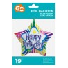 Happy Birthday Multicolor Colorful Happy Birthday Star Foil Balloon 44 cm