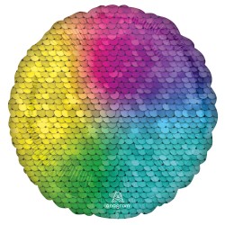 Colour Rainbow sequin patterned foil balloon 43 cm