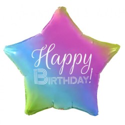 Happy Birthday Rainbow  Rainbow Happy Birthday star foil balloon 44 cm