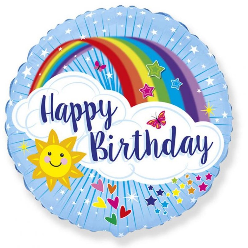 Ballon aluminium arc-en-ciel « Happy Birthday » 46 cm (WP)