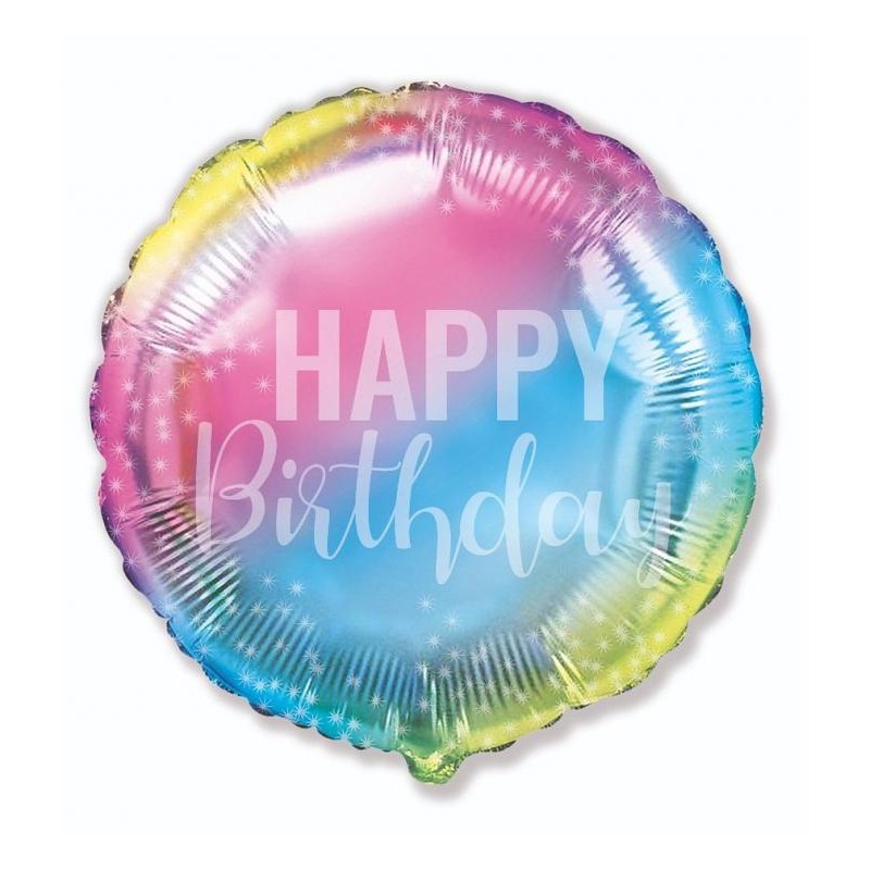 Ballon aluminium arc-en-ciel « Joyeux anniversaire » 48 cm