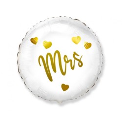 Ballon aluminium blanc de mariage, Mme blanche 46 cm (WP)