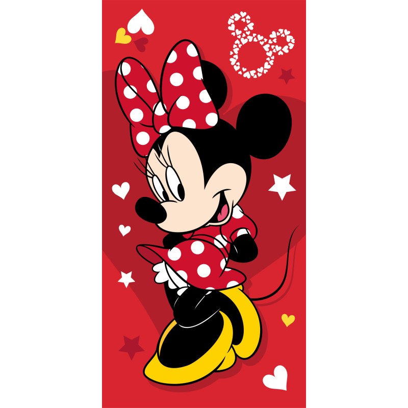 Serviette de bain Disney Minnie Pretty in Red, serviette de plage 70x140cm