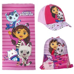 Gabby's Dollhouse Pink towel, gym bag, baseball cap set