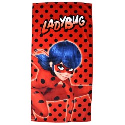 Serviette de bain à pois Miraculous Tales of Ladybug et Chat Noir, serviette de plage 70x140cm