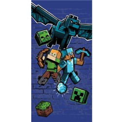 Minecraft Blue bath towel, beach towel 70x140cm (Fast Dry)