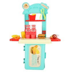 Children\'s kitchen in a suitcase fast food hamburger set ice cream fries 55cm