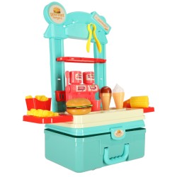 Children\'s kitchen in a suitcase fast food hamburger set ice cream fries 55cm