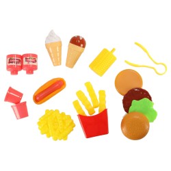 Children\'s kitchen in a suitcase fast food hamburger set ice cream fries 55cm