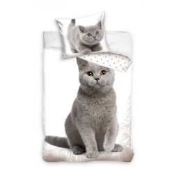 Cat Purrfectly Grey bedding set 140×200cm, 60x70 cm