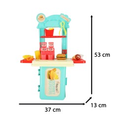 Children\'s kitchen in a suitcase fast food hamburger set ice cream fries 55cm