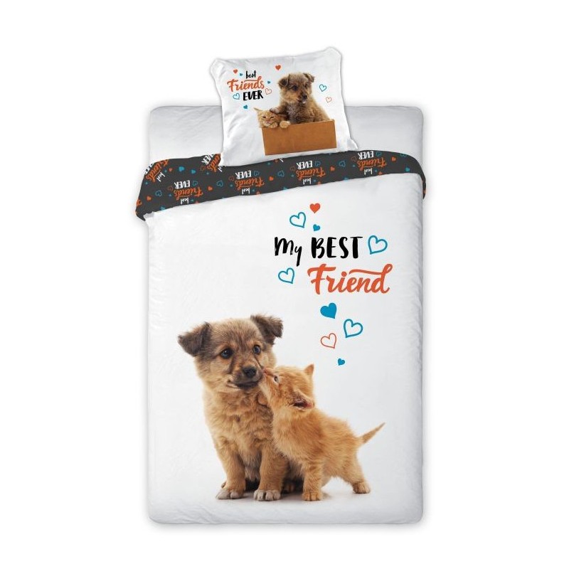 Cat Dog Friends Bedding Set 140×200cm, 70×90 cm