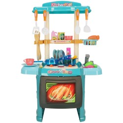 Children\'s plastic kitchen with light and faucet blue