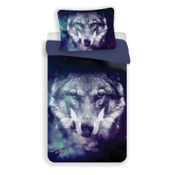 Wolf Trio Blue duvet cover 140×200cm, 70x90 cm microfibre