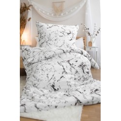 Colour White marble patterned duvet cover 140x200cm, 70x90 cm microfibre