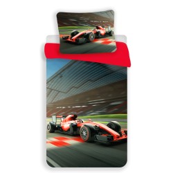 Parure de lit Formule 1 rouge de course automobile 140 x 200 cm, 70 x 90 cm, microfibre