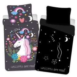 Unicorn Glow in the Dark Bedding Set 140×200cm, 70x90 cm