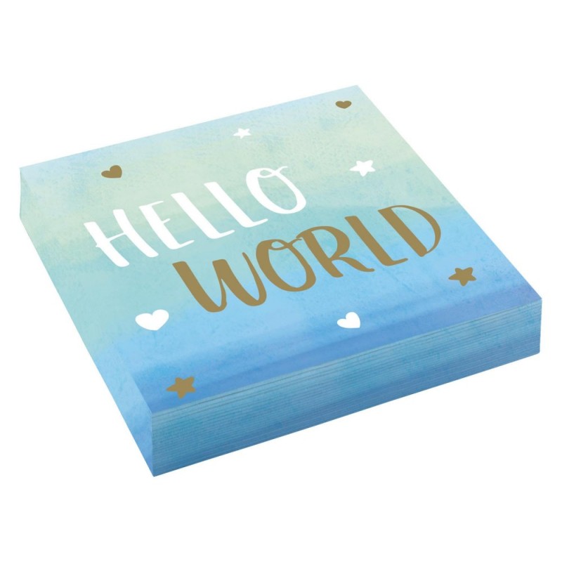 Baby Hello World Boy Servietten 16er Set 33x33 cm