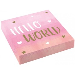 Baby Hello World M√§dchen Serviette 16er-Pack 33x33 cm