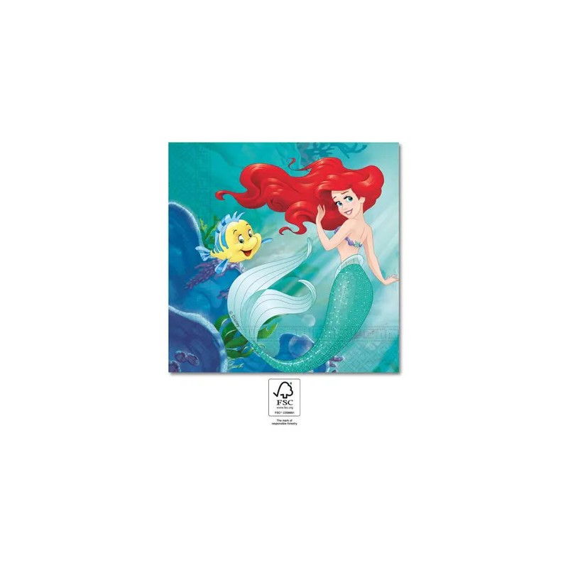 Serviettes Disney Princess Ariel Curious 20 pcs 33x33 cm FSC