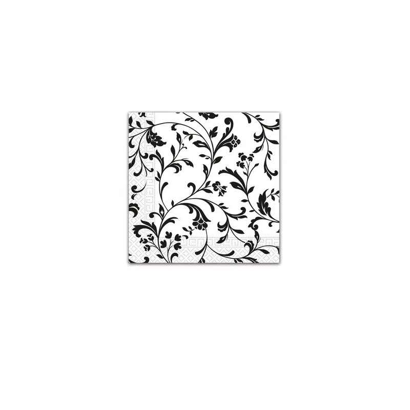 Flower Arabesque Black Black Patterned Napkin 20 pcs 33x33 cm FSC