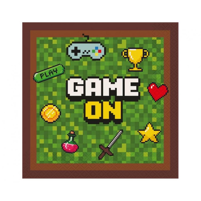 Serviettes Game On Gamer 20 pièces 33x33 cm