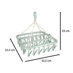 Etendoir sèche-linge suspensdu pour chaussettes et sous-vêtements 32 boucles bleu