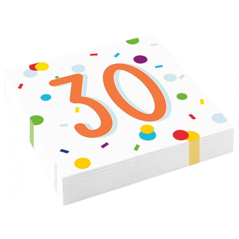 Confettis d'anniversaire Joyeux anniversaire 30 serviettes 20 pièces 33x33 cm