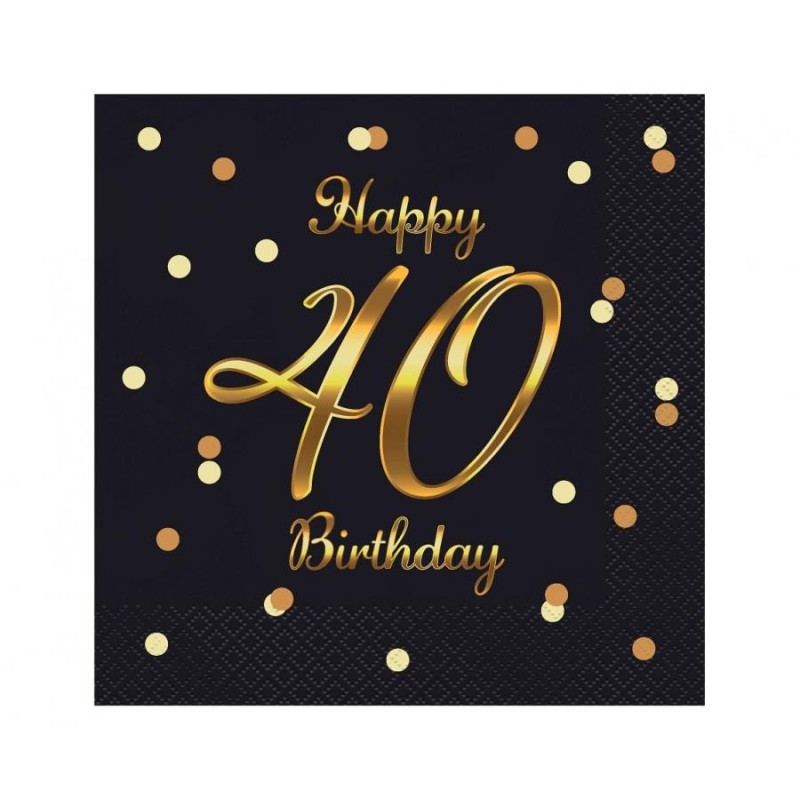 Happy Birthday B&C Gold Happy Birthday 40 Napkins 20 pcs 33x33 cm