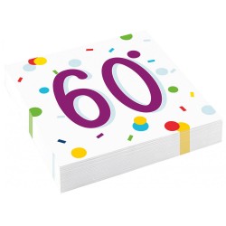 Happy Birthday Confetti  Happy Birthday 60 Napkins 20 pcs 33x33 cm