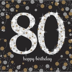 Happy Birthday Gold Happy Birthday 80 Napkin Pack of 16 33x33 cm