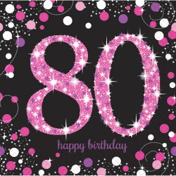 Happy Birthday Pink Happy Birthday 80 Napkins 16 pcs 33x33 cm