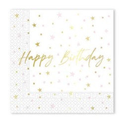 Bougies d'anniversaire Serviette Joyeux anniversaire 20 pièces 33x33 cm FSC